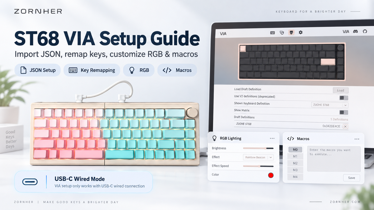 ST68 VIA Setup Guide: Import JSON, Remap Keys, Customize RGB & Macros