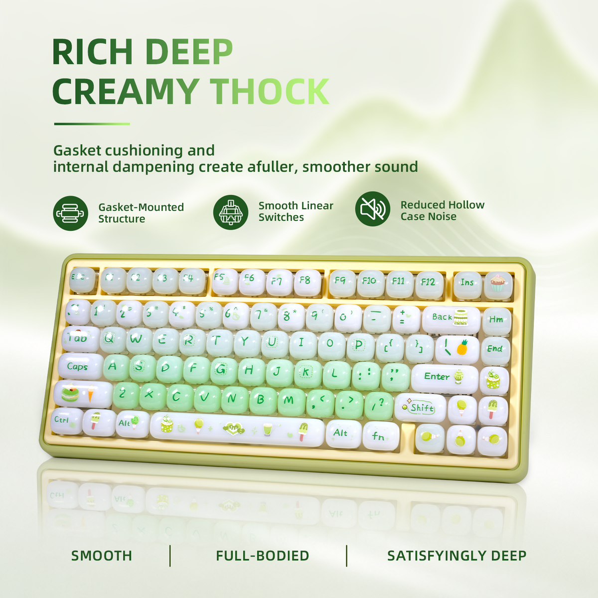 ZORNHER SHINE UR82 Cute 82-Key Mint Green Aesthetic Keyboard