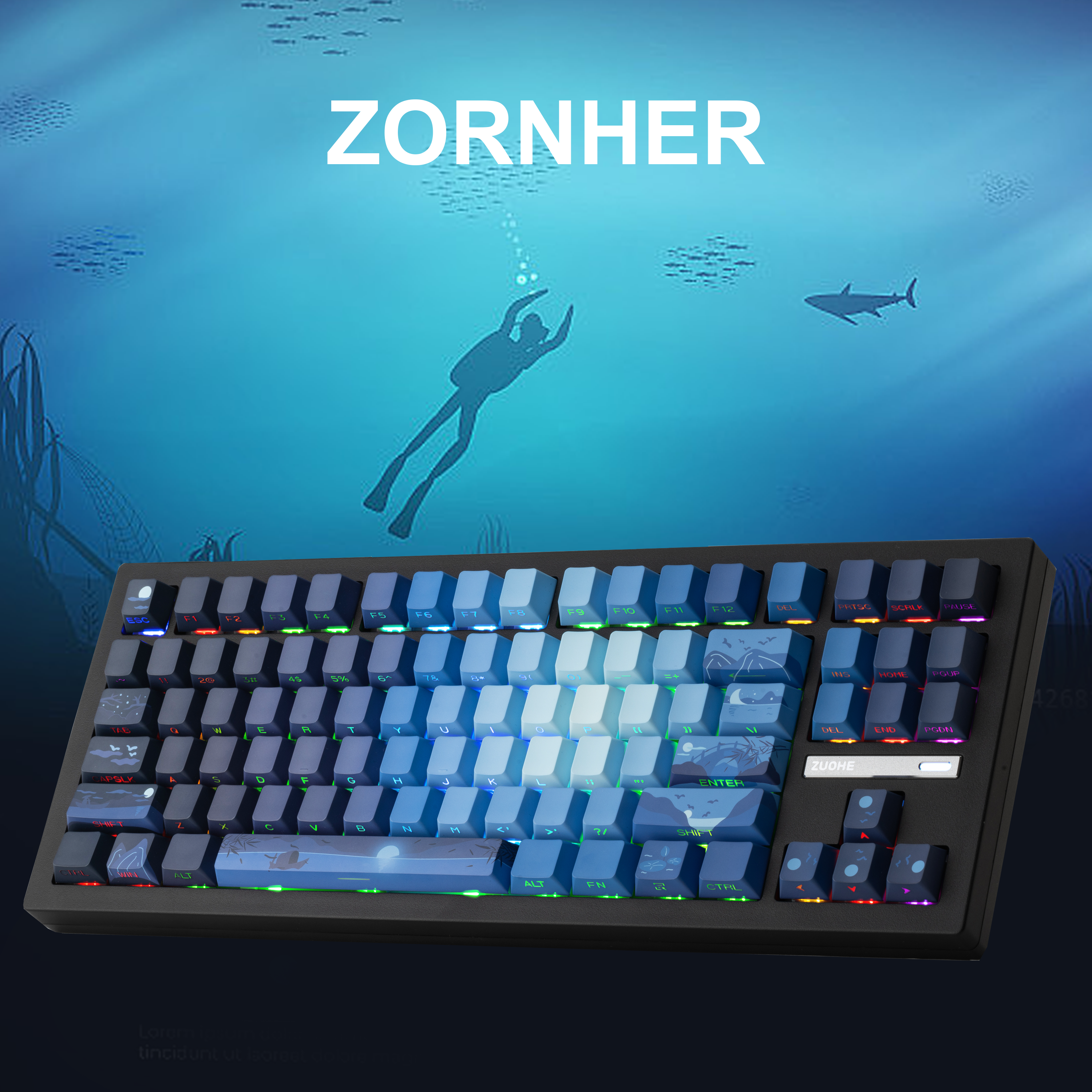 Zornher ZH870 80% Dye-Sublimation Process (Surface Pattern) Keyboard