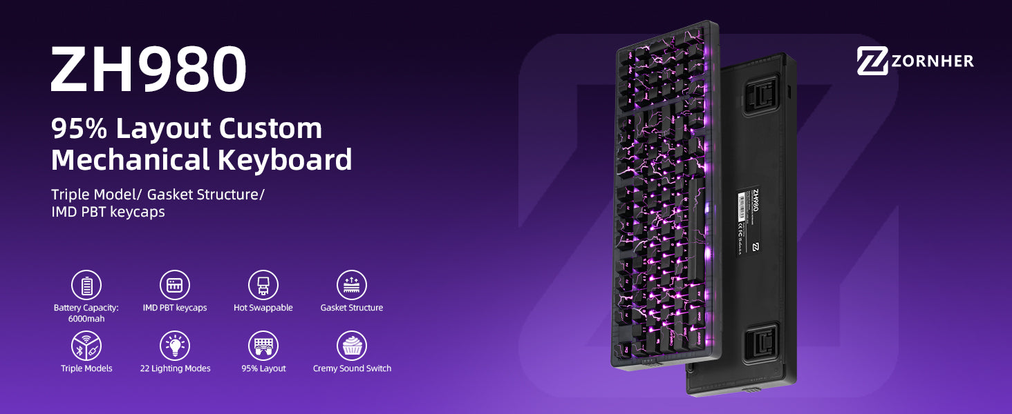 ZORNHER ZH980 95% Lightning Mechanical Keyboard