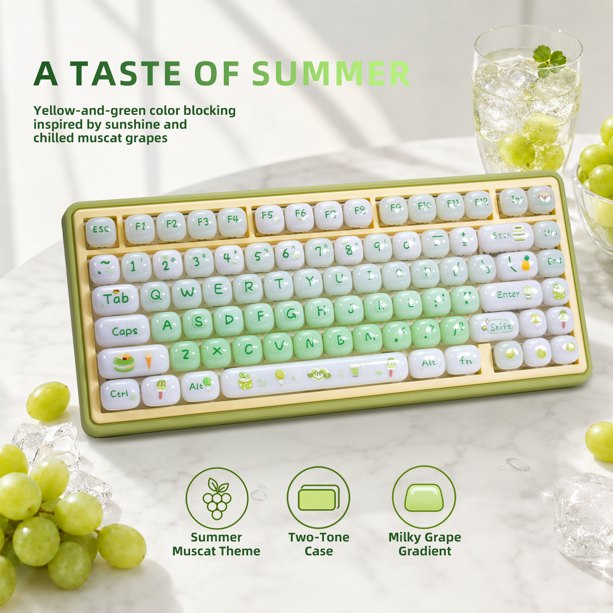 ZORNHER SHINE UR82 Cute 82-Key Mint Green Aesthetic Keyboard