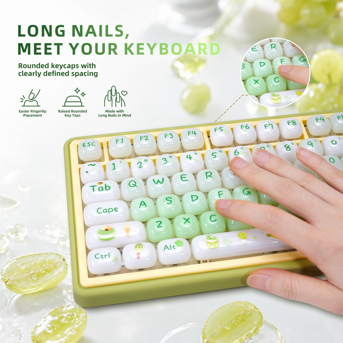ZORNHER SHINE UR82 Cute 82-Key Mint Green Aesthetic Keyboard