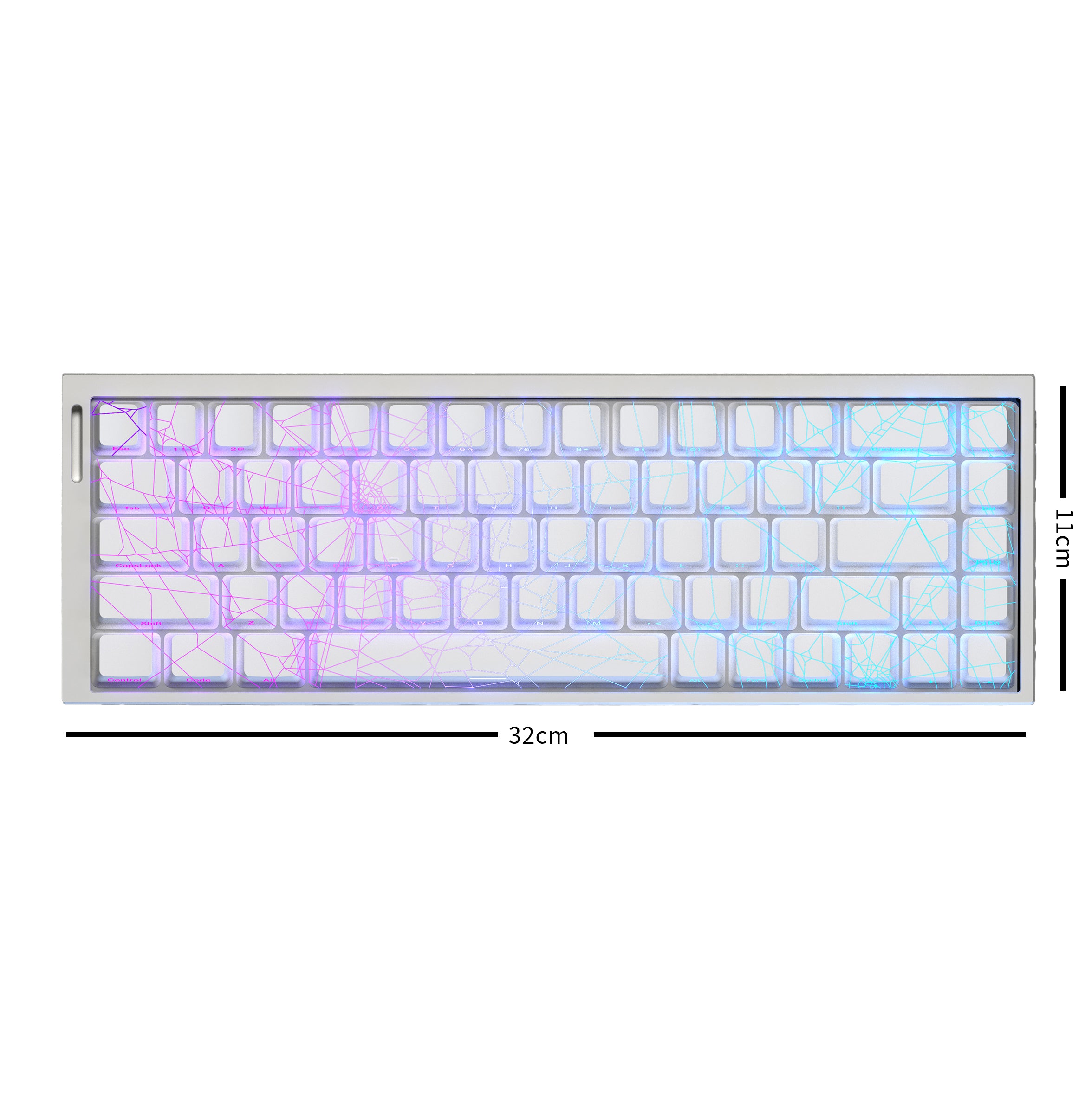 ZH68-HE 홀 효과 65% 기계식 키보드, 화이트 스파이더웹 키캡, 풀 RGB, 경쟁 게임에 적합, RT0.01MM