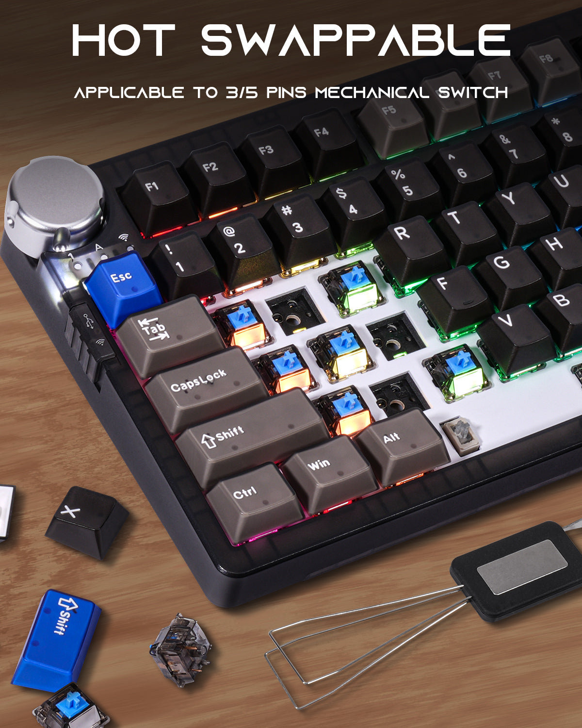 ZORNHER × CIDOO ZH980PRO Tri-Mode Mechanical Keyboard, 98-Key, Gasket Mount, Hot-Swap, RGB, PBT Keycaps
