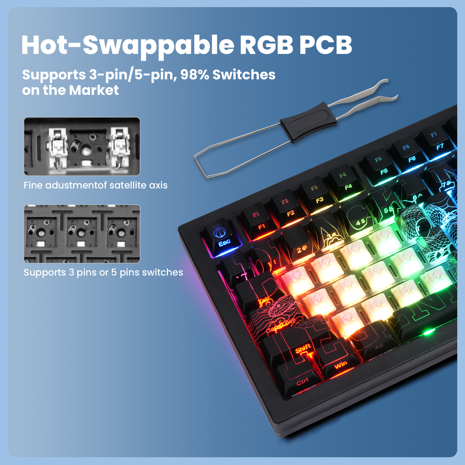 ZORNHER ZH870 Black Mamba Hot Swappable RGB Mechanical Keyboard