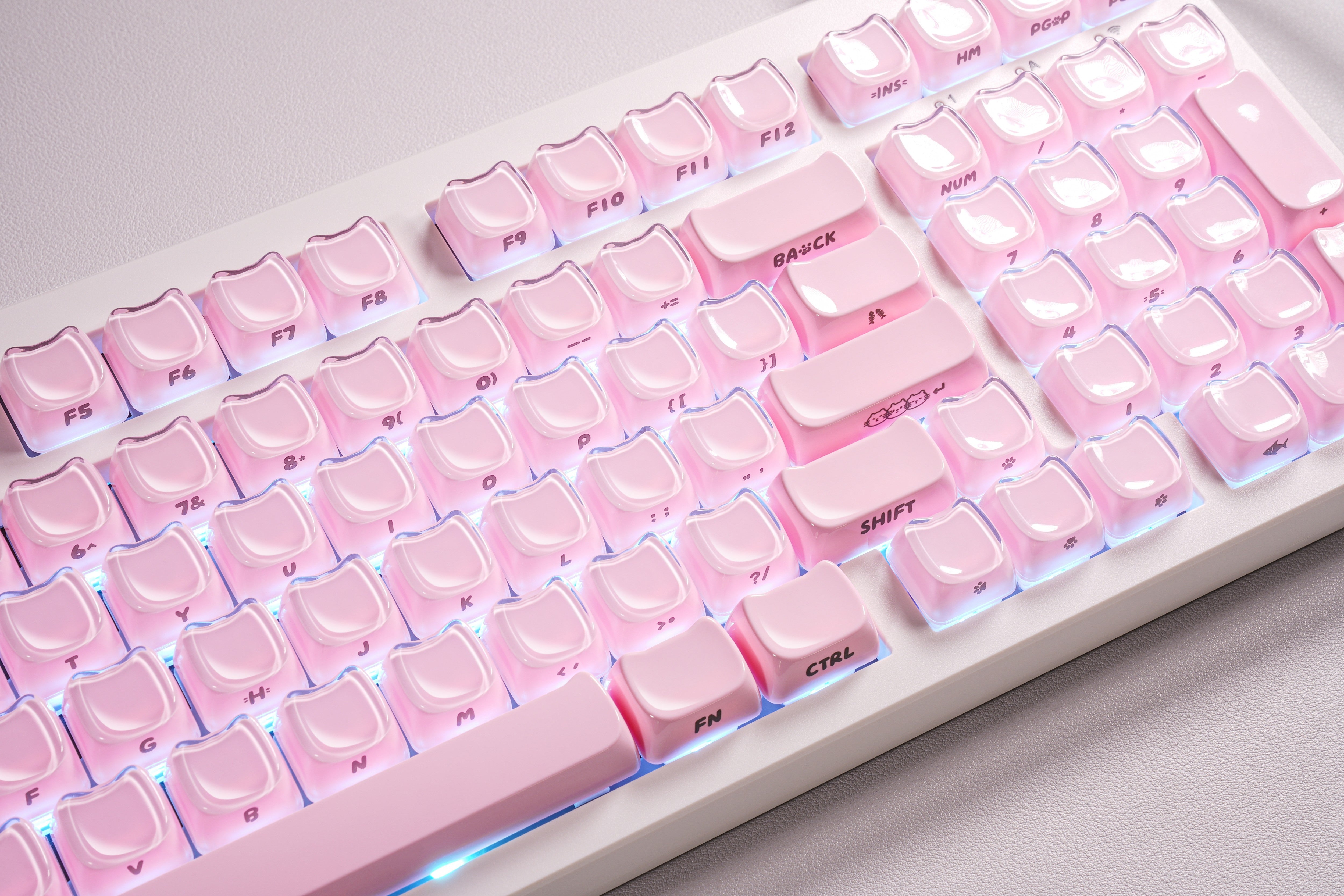ZORNHER ZH980 Pink Jelly Cat Keyboard hot-swappable Side-printed