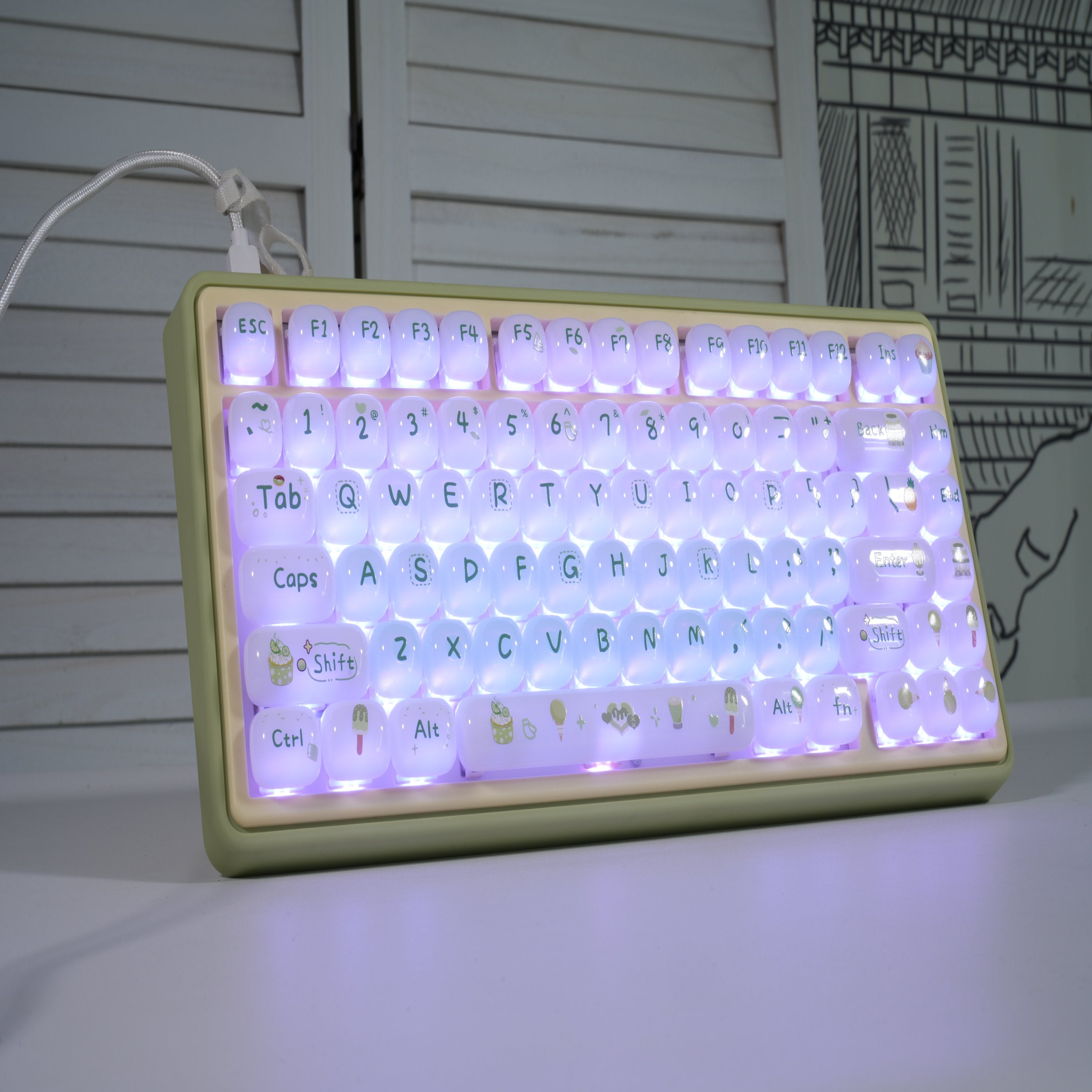 ZORNHER SHINE UR82 Cute 82-Key Mint Green Aesthetic Keyboard