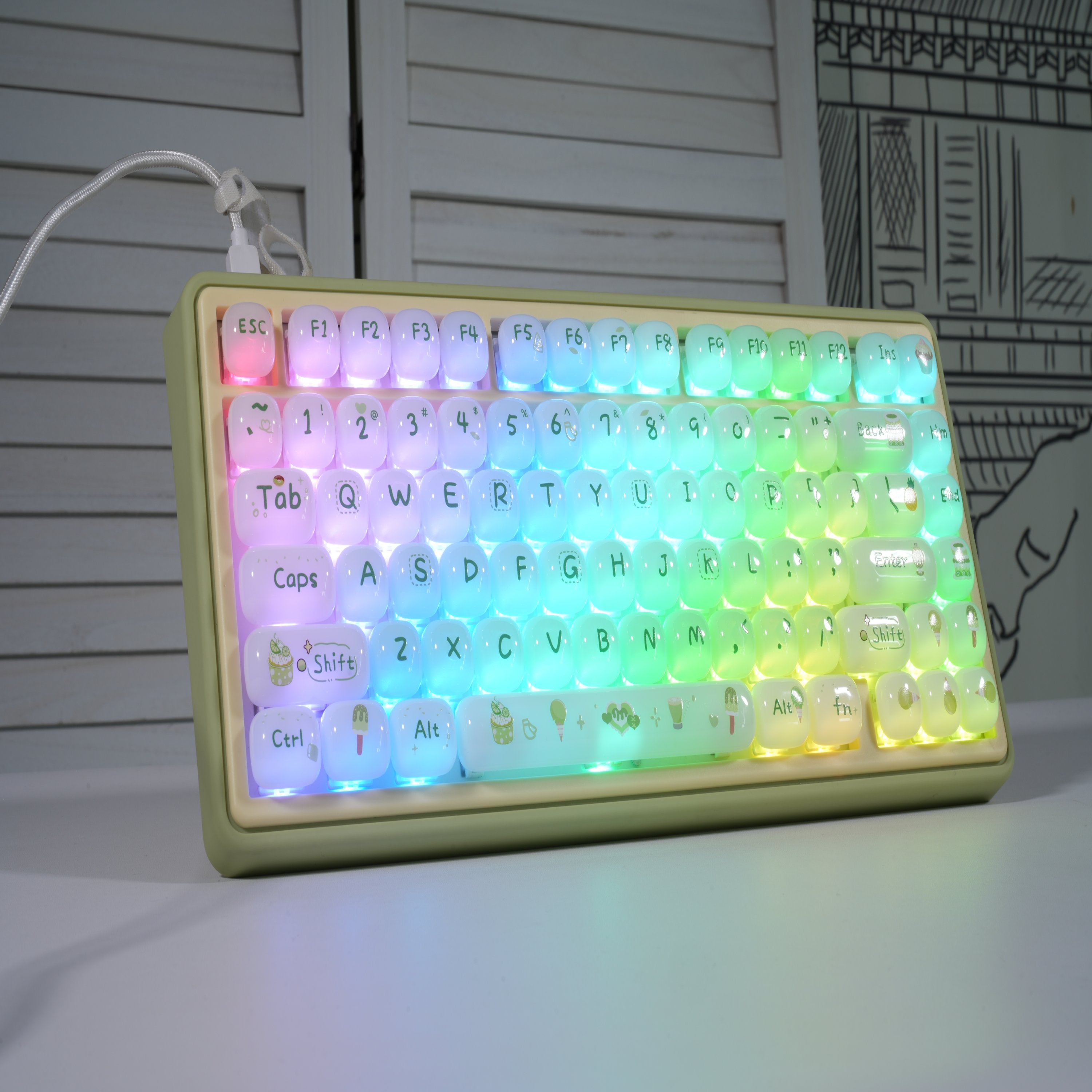 ZORNHER SHINE UR82 Cute 82-Key Mint Green Aesthetic Keyboard