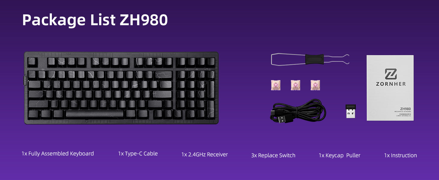 ZORNHER ZH980 95% Lightning Mechanical Keyboard