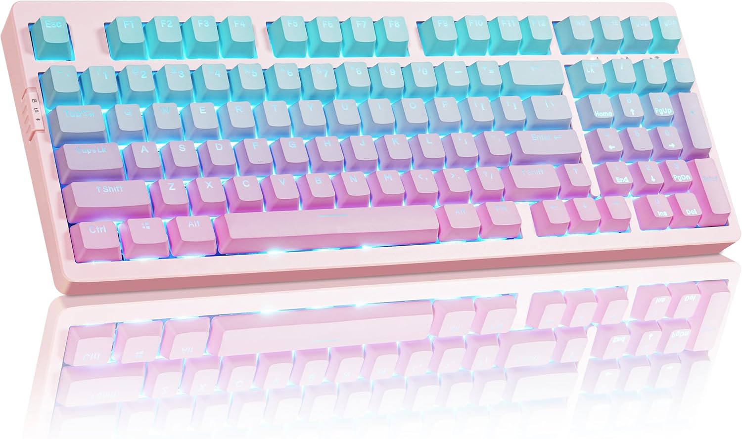 Zornher ZH980 Cute 98-Key Mechanical Keyboard Pink/White Gradient Aesthetic