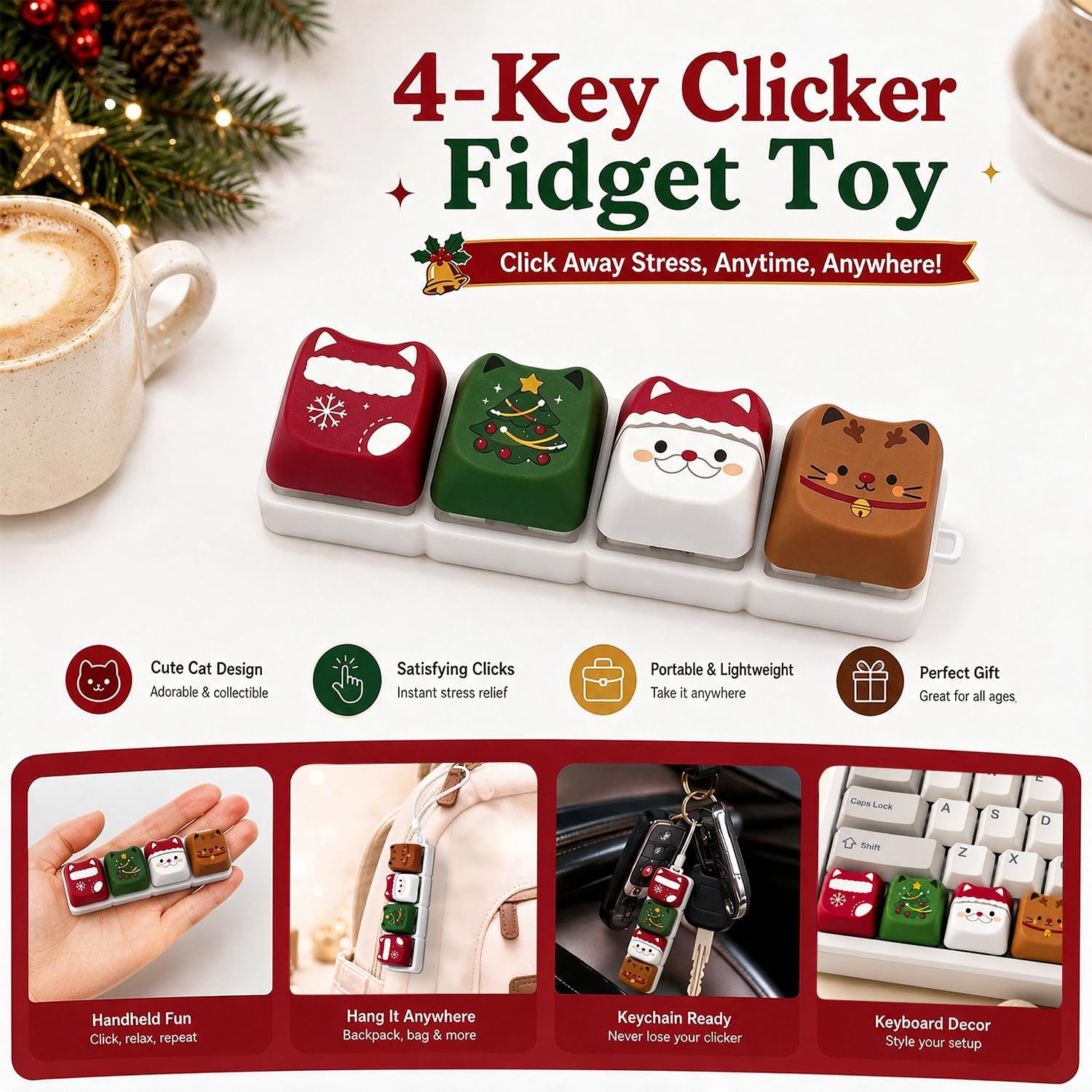 Zornher Christmas Cat 4-Key Switch Tester — 2-Pack Zornher Christmas Cat 4-Key Switch Tester — 2-Pack