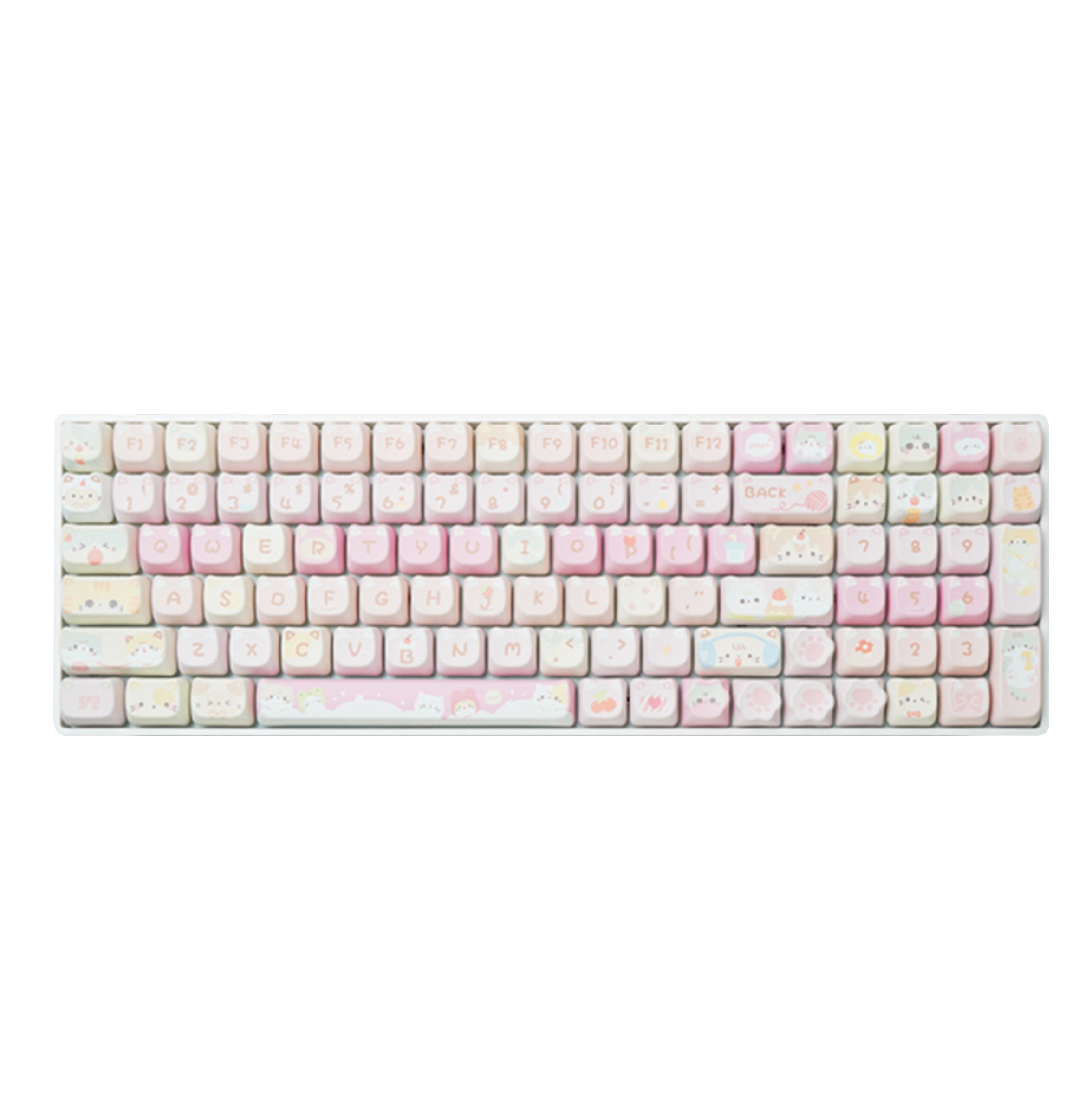 ZH100 98% Mechanical Keyboard,Cute Cartoon PBT Keycap