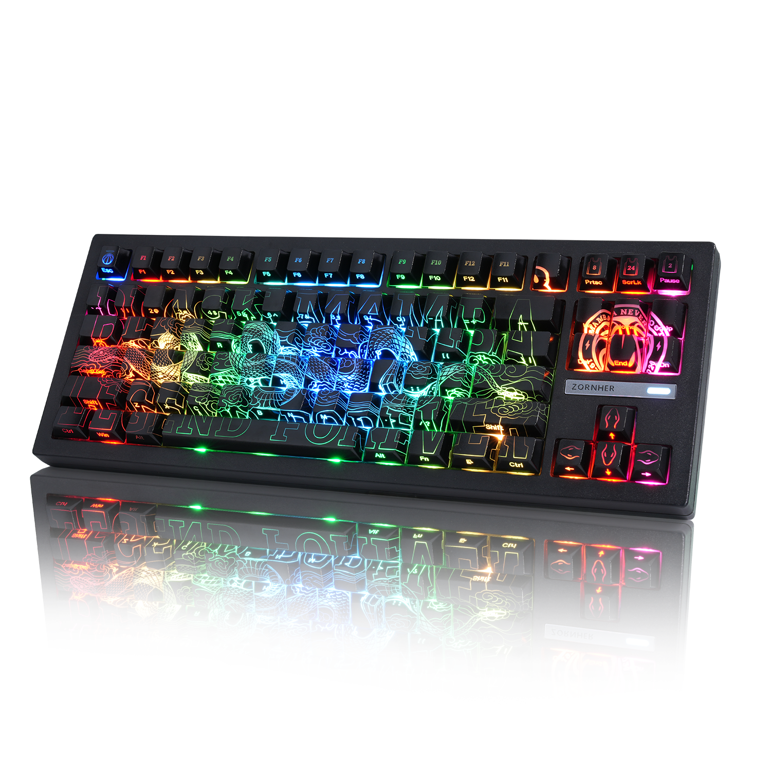 ZORNHER ZH870 Black Mamba Hot Swappable RGB Mechanical Keyboard