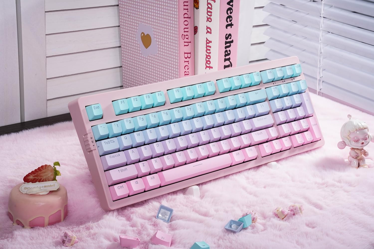 Zornher ZH980 Cute 98-Key Mechanical Keyboard Pink/White Gradient Aest