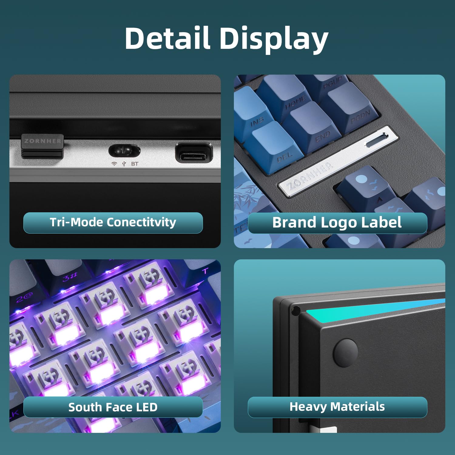 ZORNHER ZH870 80% Sea Moonlight Mechanical Keyboard