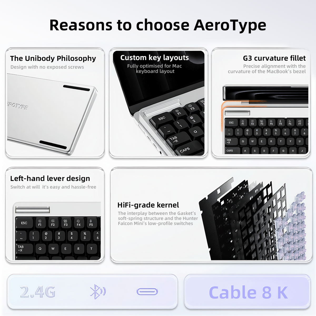 Zornher Aeris 75 | 75% Low-Profile Wireless Mechanical Keyboard for Mac