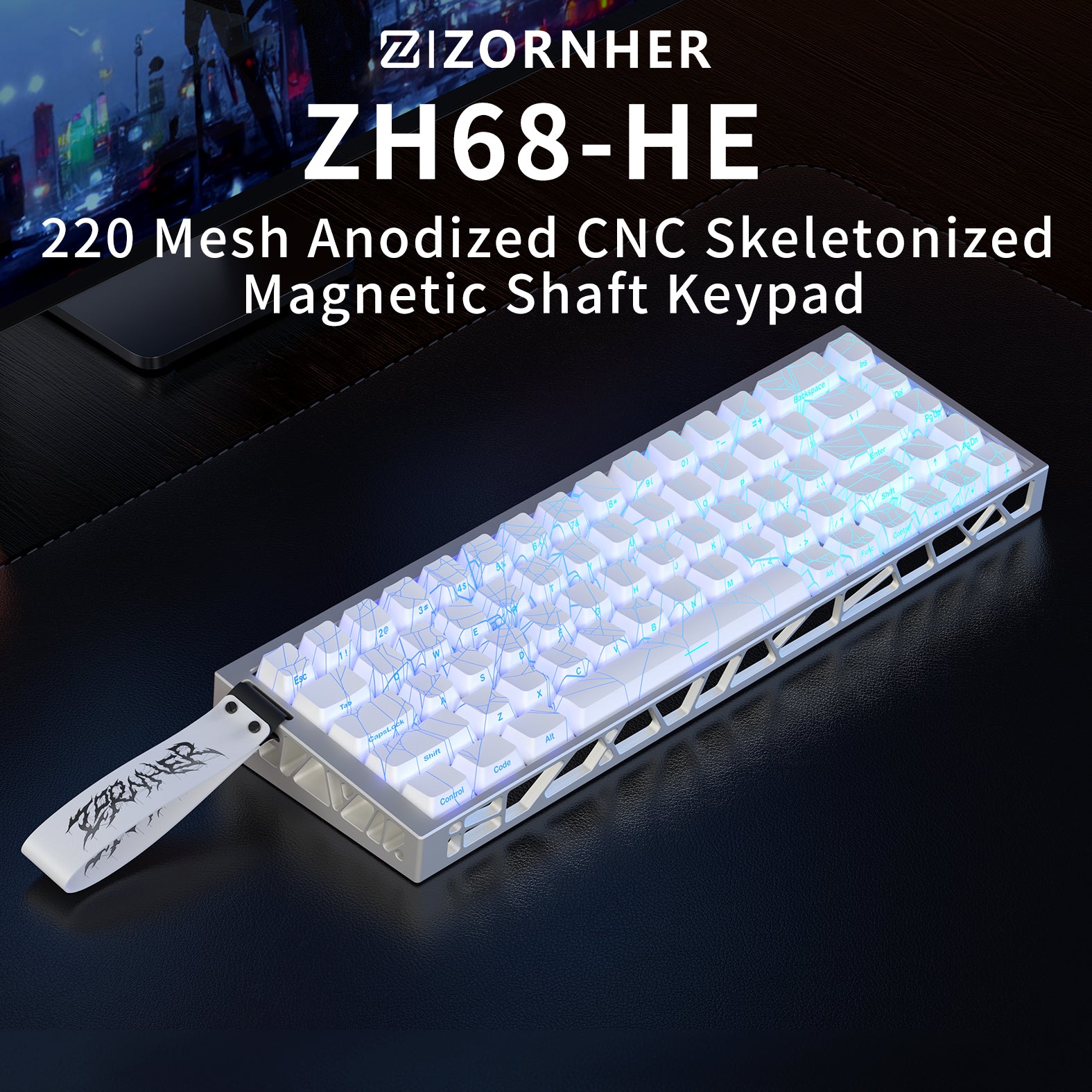 ZH68-HE Hall Effect 220-Mesh Aluminum Gaming Keyboard, 0.10ms Wired Response & 0.005mm RT