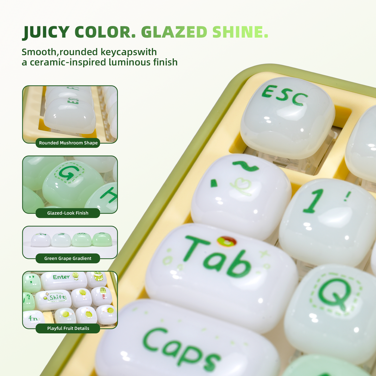 ZORNHER SHINE UR82 Cute 82-Key Mint Green Aesthetic Keyboard