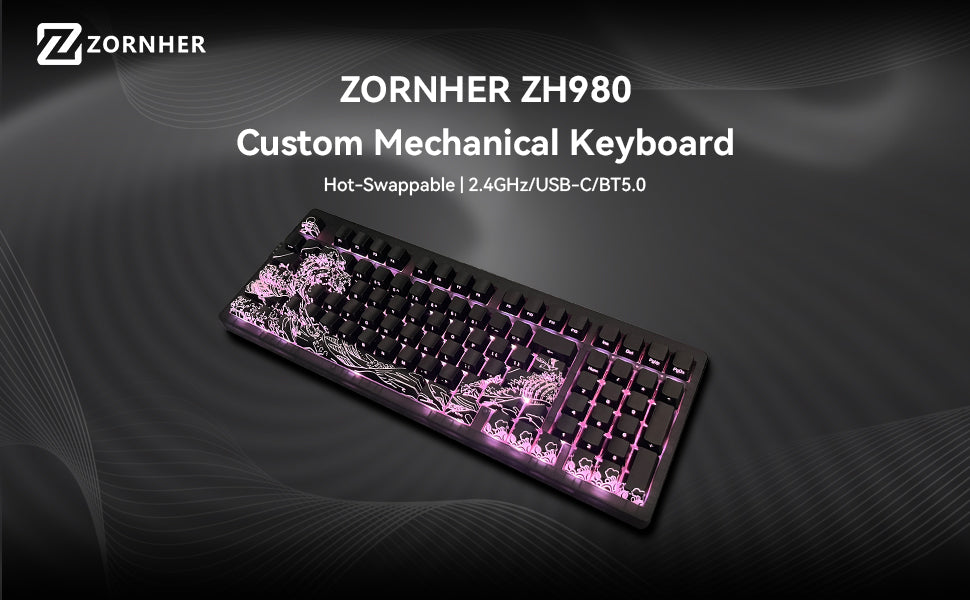 ZORNHER ZH980 95% Wave of Kanagawa Version Mechanical Keyboard