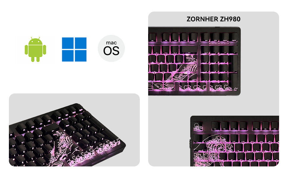 ZORNHER ZH980 95% Wave of Kanagawa Version Mechanical Keyboard