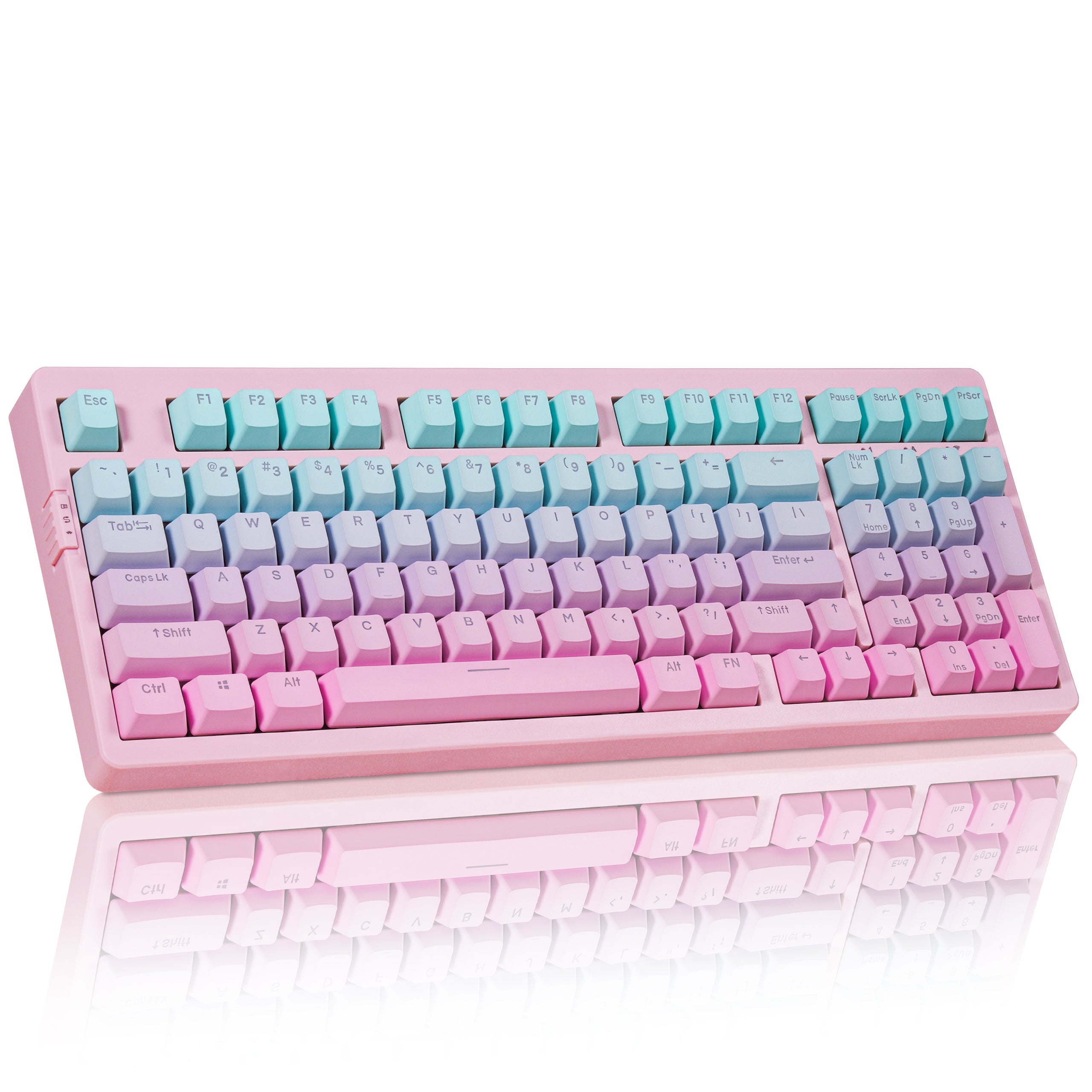 Zornher ZH980 Cute 98-Key Mechanical Keyboard Pink/White Gradient Aesthetic